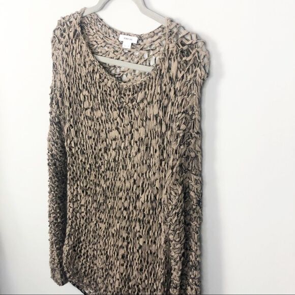 HELMUT LANG | Brown Open Knit Asymmetrical Sweater - Picture 3 of 10